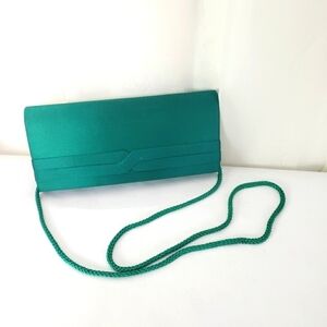 Vintage Carla Marchi emerald green satin evening handbag/clutch